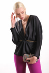 Gold Zincirli Saten Bluz