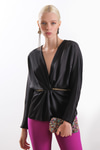 Gold Zincirli Saten Bluz