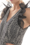 Kolu Organze Fırfırlı Piton Desenli Body