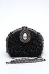 Kristal Taşlı Zincir Askılı Taş Aksesuarlı Kilitli Mini Abiye Çanta