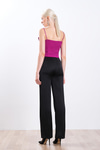 Kurdela Detaylı Saten Crop Bluz
