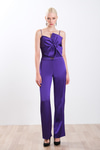 Kurdela Detaylı Saten Crop Bluz