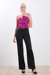 Kurdela Detaylı Saten Crop Bluz