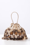 Leopar Desenli Kürk Mini Bucket Çanta
