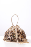 Leopar Desenli Kürk Mini Bucket Çanta
