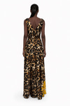 Leopar Desenli Maxsi Elbise
