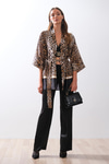 Leopar Desenli Saten Bluz