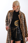 Leopar Desenli Suni Kürk Kaban