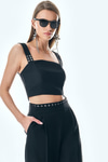 Metal Kuşgözü Detaylı Crop Pantolon Takım