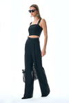 Metal Kuşgözü Detaylı Crop Pantolon Takım