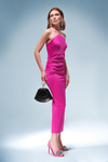 Saten Halter Yaka Midi Elbise