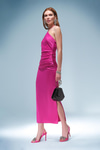 Saten Halter Yaka Midi Elbise