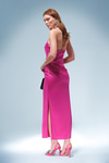Saten Halter Yaka Midi Elbise
