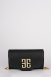 Simli Metal Logolu Clutch Çanta