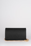 Simli Metal Logolu Clutch Çanta