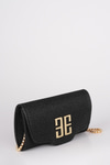 Simli Metal Logolu Clutch Çanta