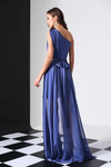 Tek Kollu Drapeli Şifon Romantik Elbise