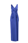 V Yaka Drape Detaylı Saten Elbise