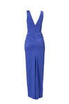 V Yaka Drape Detaylı Saten Elbise