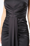 V Yaka Drape Detaylı Saten Elbise