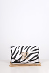 Zebra Desenli Metal Logolu Clutch Çanta
