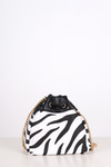 Zebra Desenli Mini Bucket Çanta