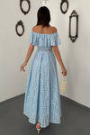 Baby Blue Covered Yarn Blouse And Skirt Set