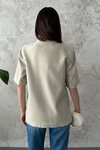 Beige Two-Button Short-Sleeved Jacket