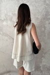 Beige Painted Suit With Stitching Detail