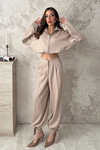 Beige Striped Two-Piece Set