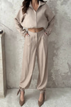 Beige Striped Two-Piece Set