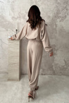 Beige Striped Two-Piece Set