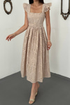 Beige Lace Embroidered Dress
