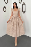 Beige Lace Embroidered Dress