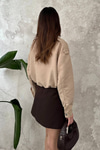 Beige Stand-Collar Short Jacket