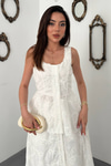 White Embroidered Lace Blouse And Skirt Set