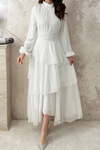 White Layered Dress with Waist Detail