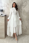 White Layered Dress with Waist Detail