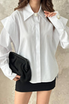 White Shirt with Banded Sleeves