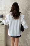 White Shirt with Banded Sleeves