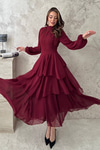 Burgundy Layered Dress with Waist Detail