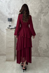 Burgundy Layered Dress with Waist Detail