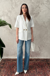 Off-White 2-Button Short-Sleeved Jacket