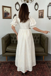 Off-White Dress With Lace Details And Balloon Sleeves