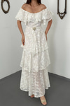 Off-White Layered Ruffled Dress