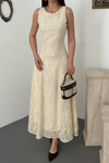 Off-White Long Dress With Cup Detail