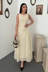 Off-White Long Dress With Cup Detail