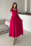 Fuchsia Halter Neck Linen Dress