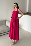 Fuchsia Halter Neck Linen Dress