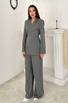 Gri Blazer Ceket Pantolon Takım